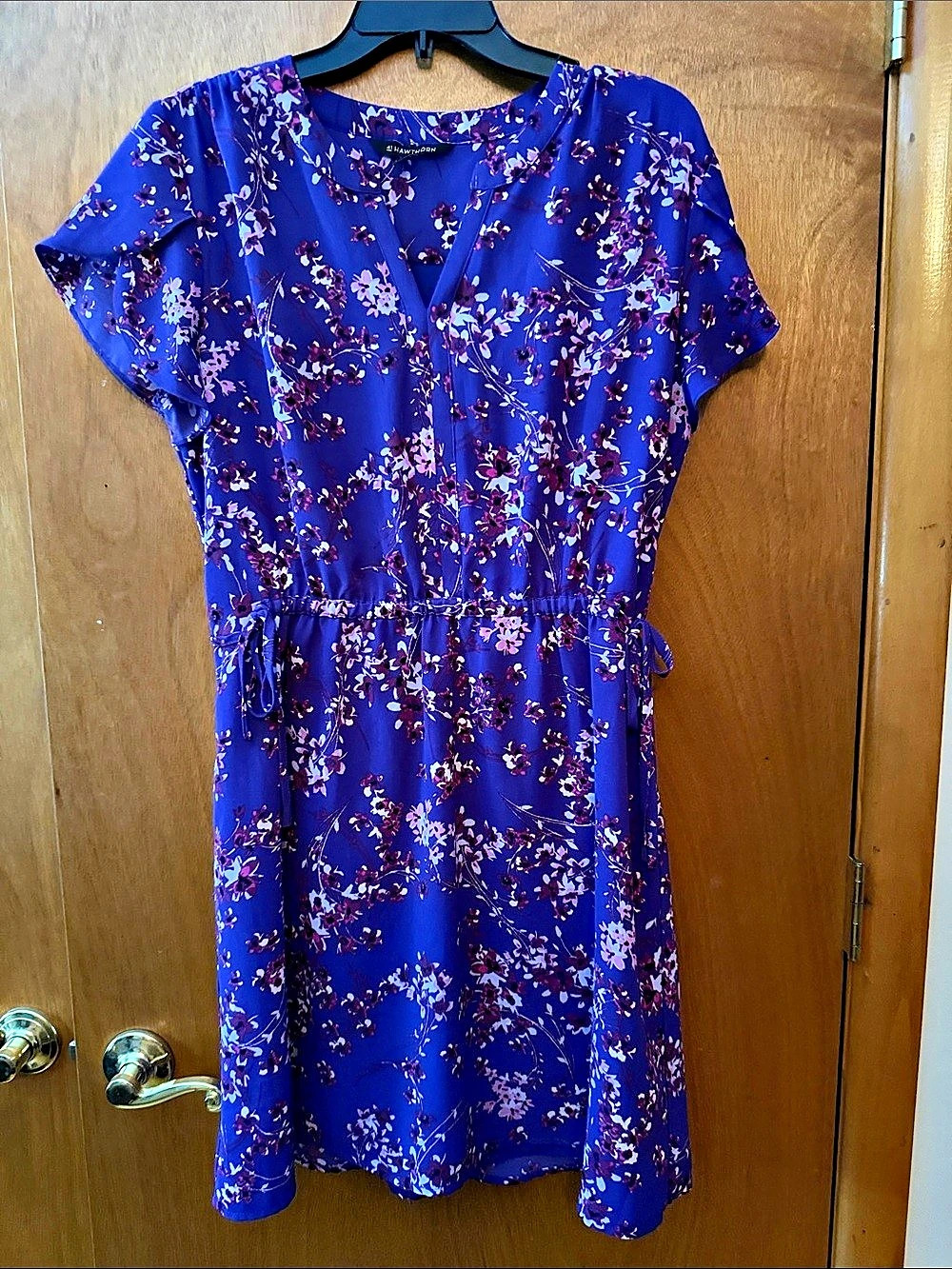 41 Hawthorn Celia Sleeve Detail Dress Floral Mini Dress in Purple & Pink L